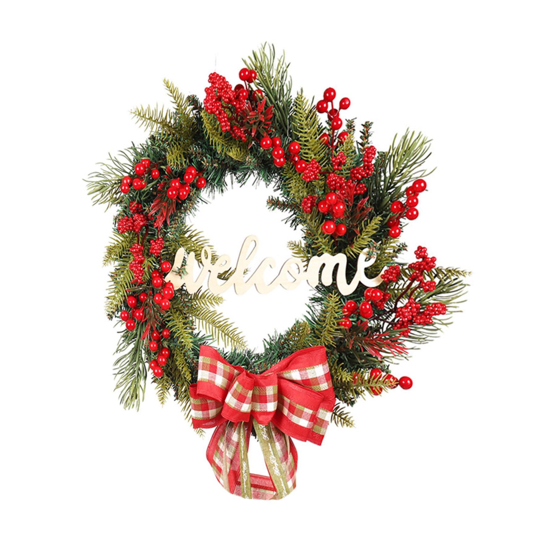 Décoration de porte festive : couronne de Noël lumineuse extérieure étanche