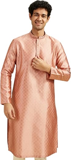 DIWAS BY MANYAVAR Men's Art Silk Jacquard Weave Kurta (1pc)