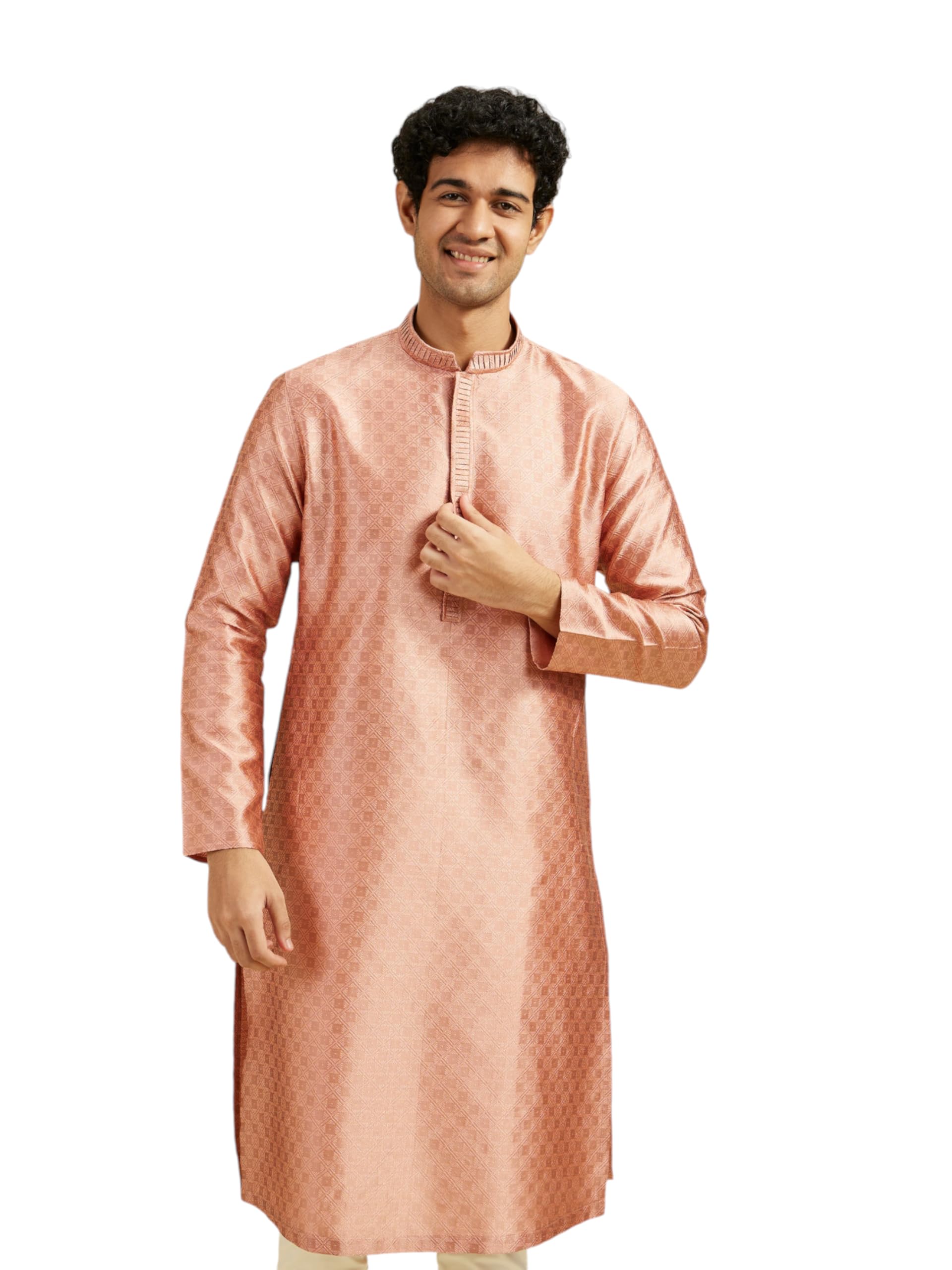 diwas by manyavar Men's Art Silk Jacquard Weave Kurta (1pc)-picture-27