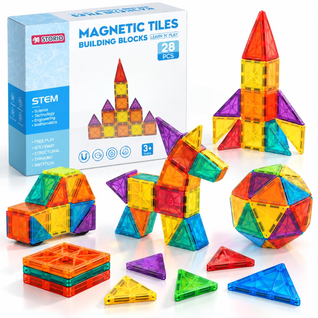 Storio 3D Magnetic Tiles Building Blocks for Kids 3-8 Years - 40 pcs | STEM Learning Educational Toy | Creative Construction Toys | Preschool Brain Development Toy | Birthday Gift for Boys & Girls — Amazon image 8