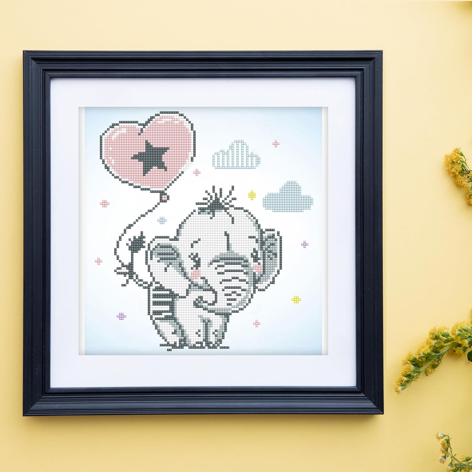 DIAMOND DOTZ Sweet Trunks Elephant Diamond Painting Kits for Adults - Diamond Art Kits a Relaxing Creative Craft Kit with Dotz Gems 11.8"x11.8"