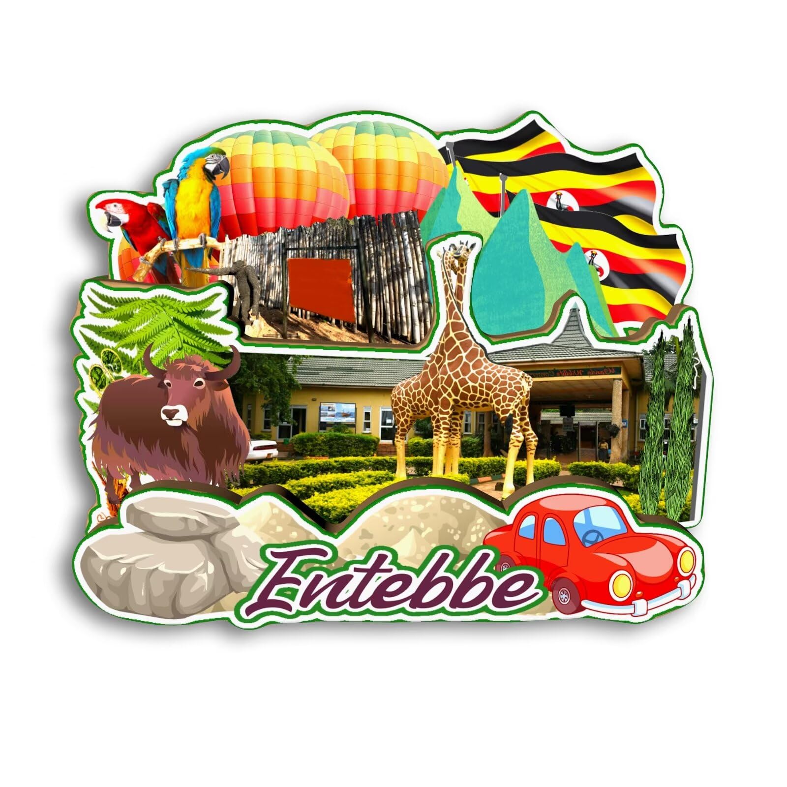 Refrigerator Magnet Entebbe Uganda Fridge Magnet City Travel Souvenirs Tourist Gifts 3D Classic Landmarks Handmade Crafts Home Decoration -3034