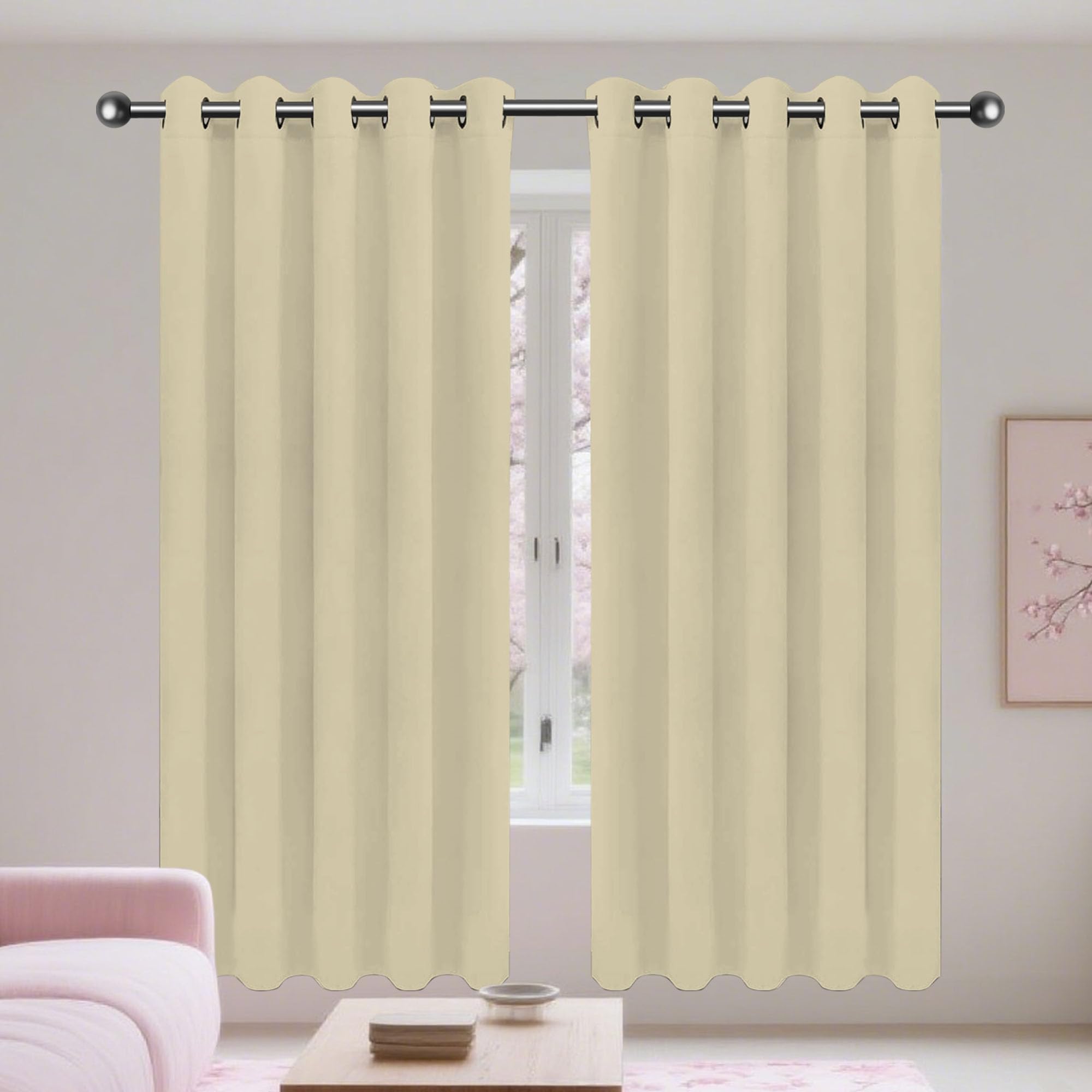 Rideau occultant anti chaleur pour retrouver le sommeil | Isoler un salon crème 200x195