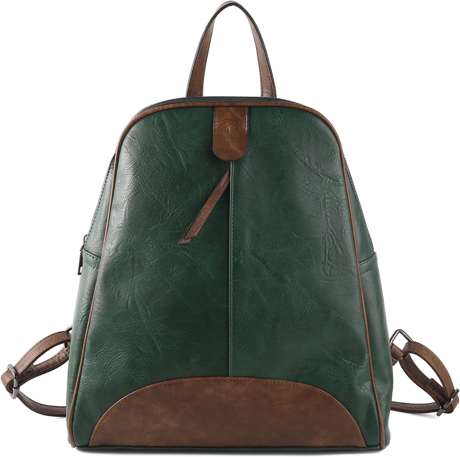 ZWSHEXUAN Vintage Style Leather Backpack Womens Backpack Travel Fashion Designer Ladies Shoulder Bags with Wristlet (Dark green)