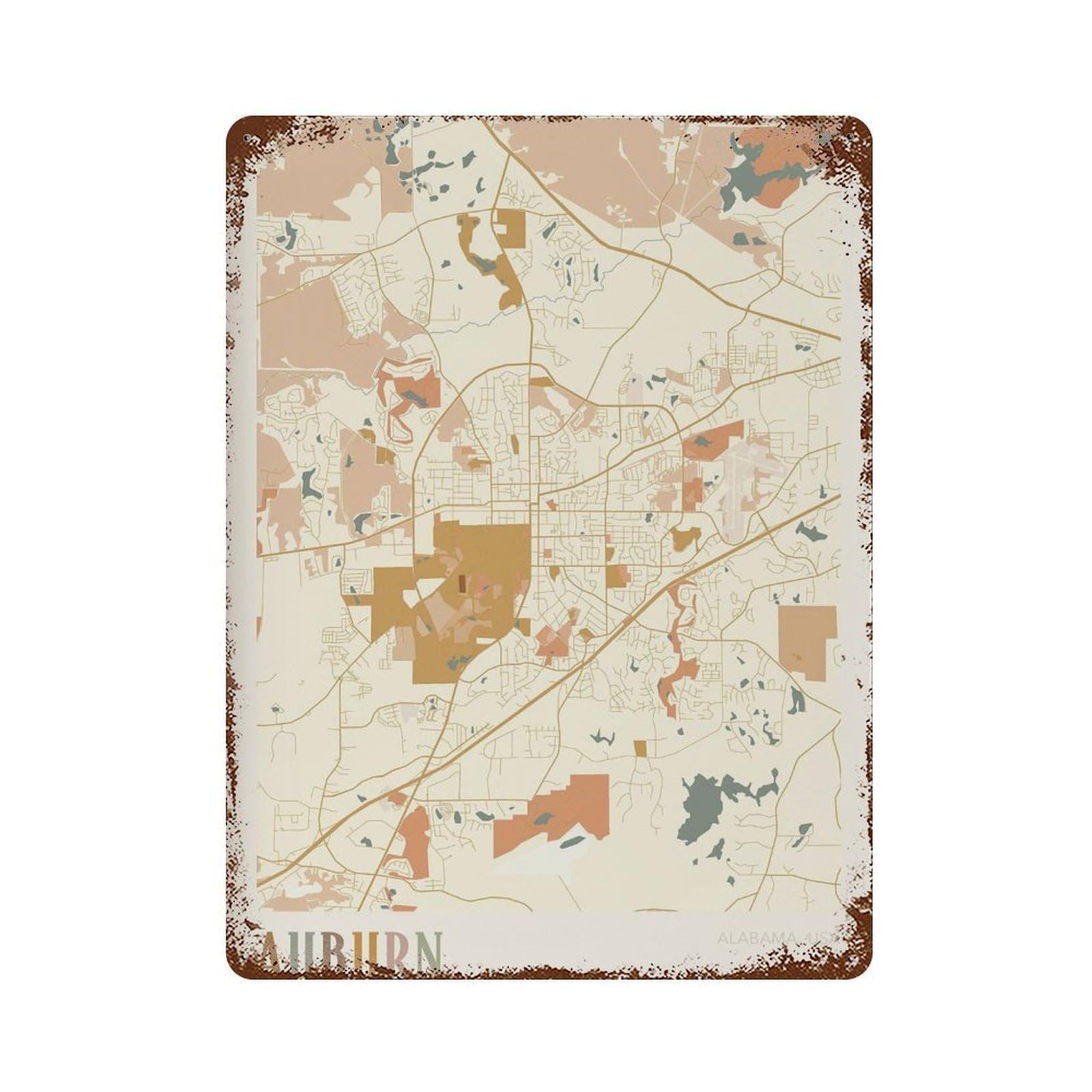 xiaoxiaoshen Auburn Map Alabama Travel Gift Boho (2) Wall Decor Art Metal Tin Poster Modern Home Decor Art Home Bar Shop Decorations Vintage Sign 40x30cm