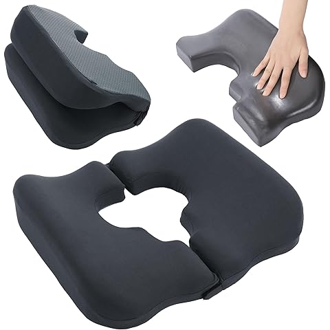 HOMBYS Memory Foam Bed Sore Cushions for Butt,Bedsore Pressure Relief Pillow for Sleeping and Sitting,Cushion for Bed Sores on Buttocks, T Shaped Opening Tailbone Pillow, Patent Pending(Dark Grey)