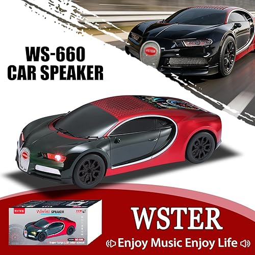 Miniatura 2 de WS-660 Hypercar Replica Altavoz Bluetooth con pantalla LED Starry-Sky, portátil con sonido HD, luz de fiesta LED, emparejamiento TWS, reproducción