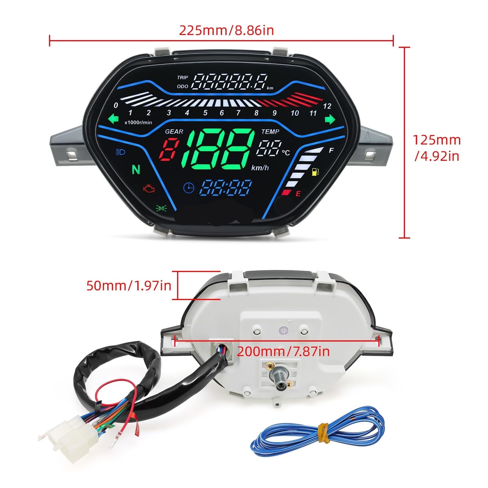 Compteur de Vitesse Digital Moto Compteur De Vitesse Universel pour Moto, Compteur Kilométrique Numérique, Tableau De Bord pour Tachymètre pour Titan CG125