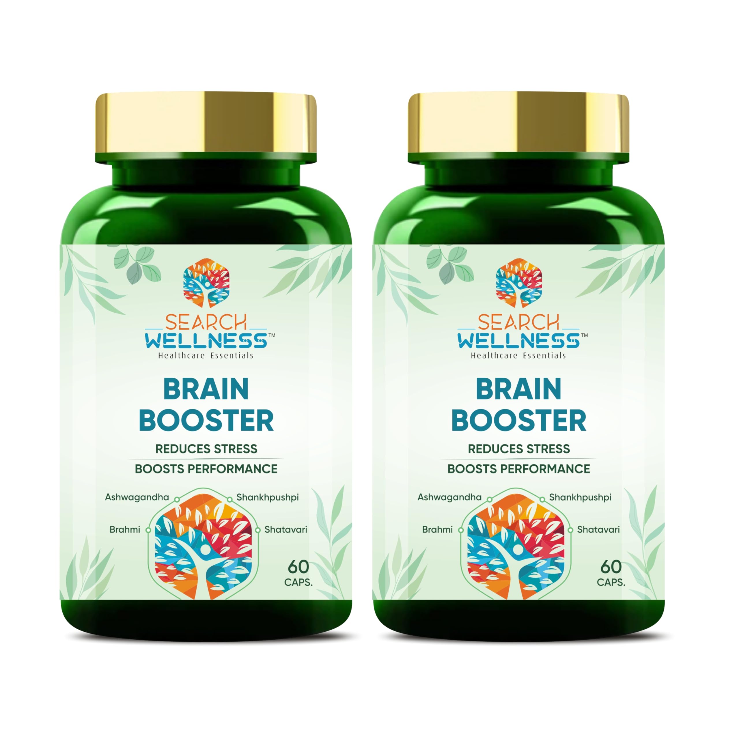 Brain Booster Capsule for Kids & Adults | Ayurvedic Brain Power Capsule with Ashwagandha, Shankhpushpi & Brahmi | Best Brain Supplement for Memory, Focus, Concentration & Mental Wellbeing |(Pack of 2, 60 Capsules )
