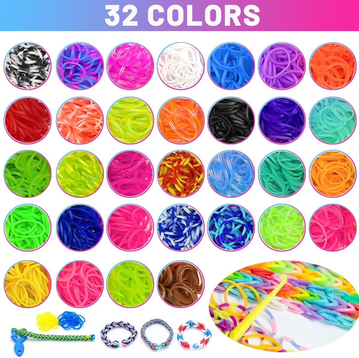 Nestling Kit Elastici per Braccialetti, 2500+ DIY Loom Nastri, 32 Colori Per Creare Gioielli, Perline, Regalo Giocattolo