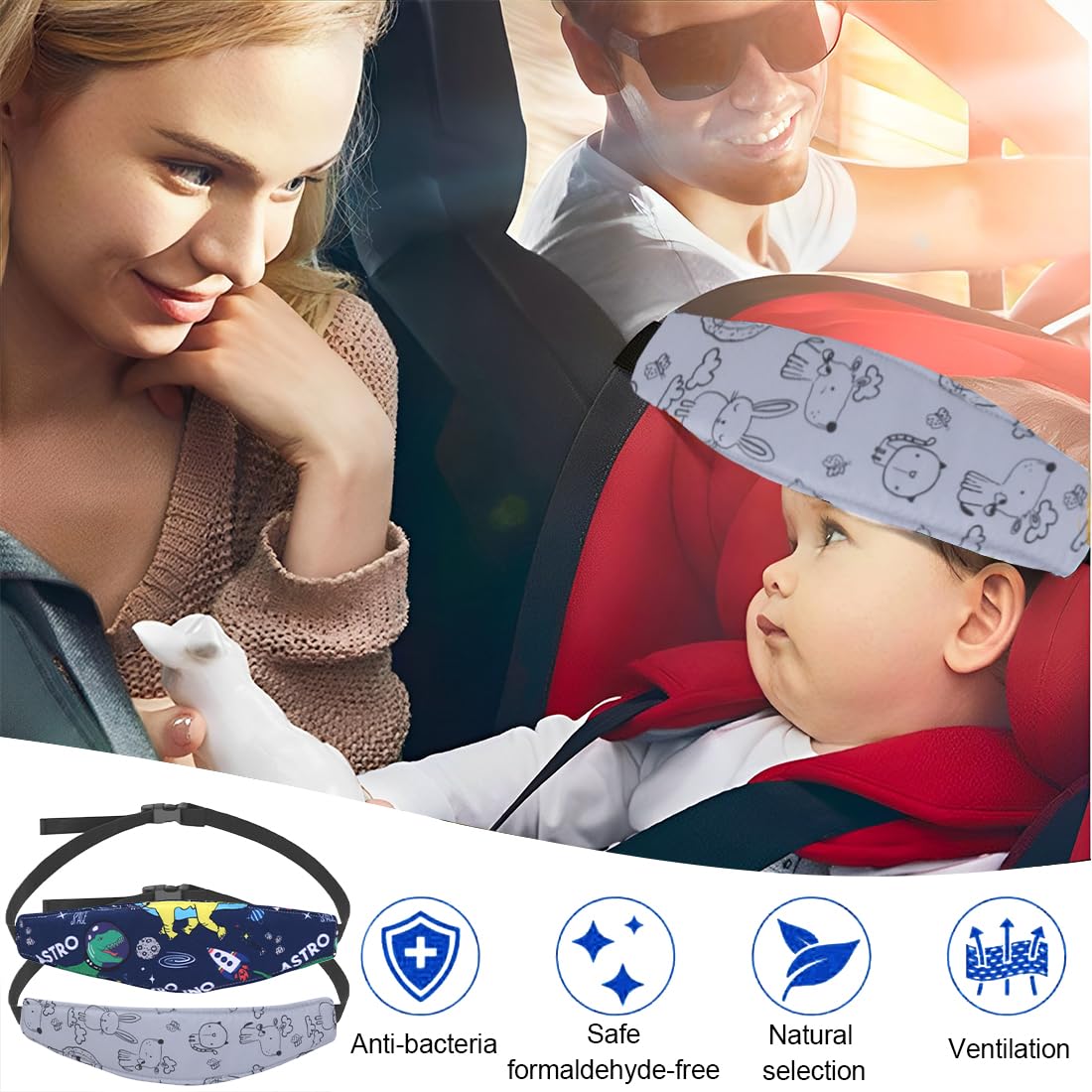 Reposacabezas para asientos de coche, mantenimiento de cuña para niños, coche, ajustable, para niños, diadema para coche, bebé, soporte para viaje, protección del cuello para niños, 2 piezas