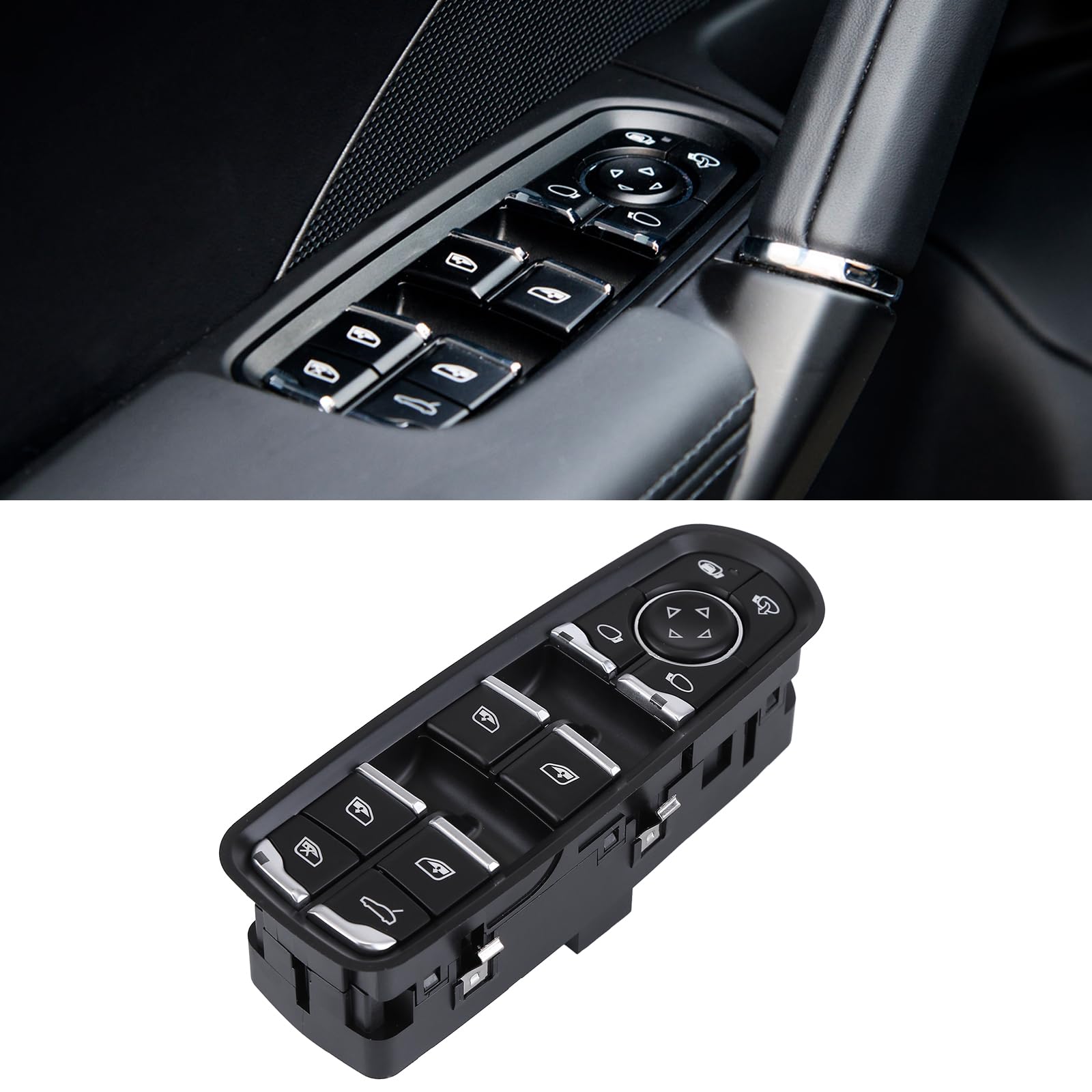 LICHENGTAI Przełącznik podnośnika szyb z przodu z lewej, kompatybilny z Porsche Cayenne 92A Macan 95B Panamera 970, elektryczny przełącznik podnośnika szyb Electric Power Master przełącznik okienny