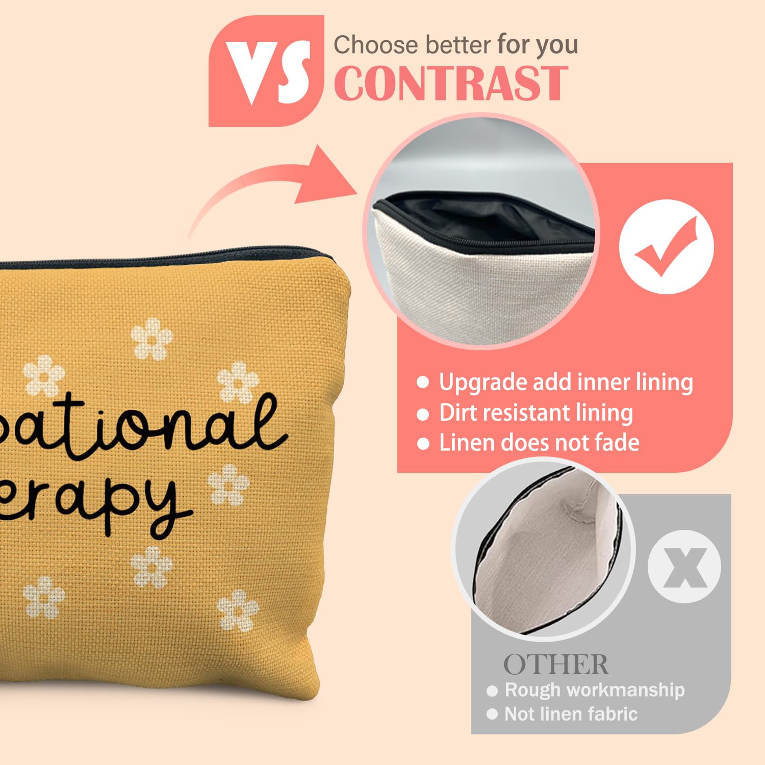 Occupational Therapy Gifts, Occupational Therapist OT Gifts Makeup Bag for Women, Mental Health Psychology Gift Makeup Zipper Pouch