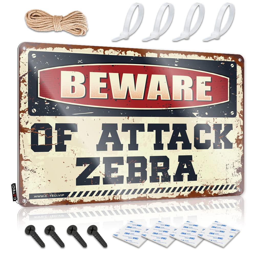 Beware Of Attack Zebra Vintage Wall Decor Bedroom Stuff | Beautiful Waterproof Decorative Wall Art(30X40CM)