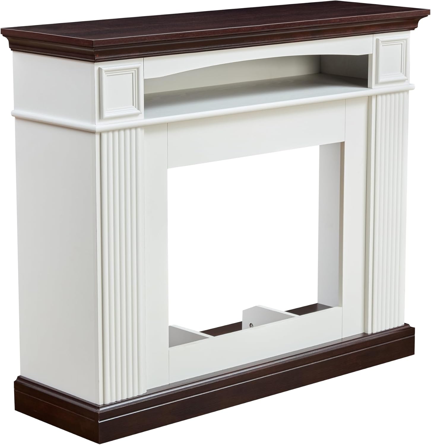 Farmhouse style fireplace TV stand for living room or bedroom to store CDs, remotes and other media or gaming devices. Creates the perfect ambiance, and it's a great way to display your favorite decor