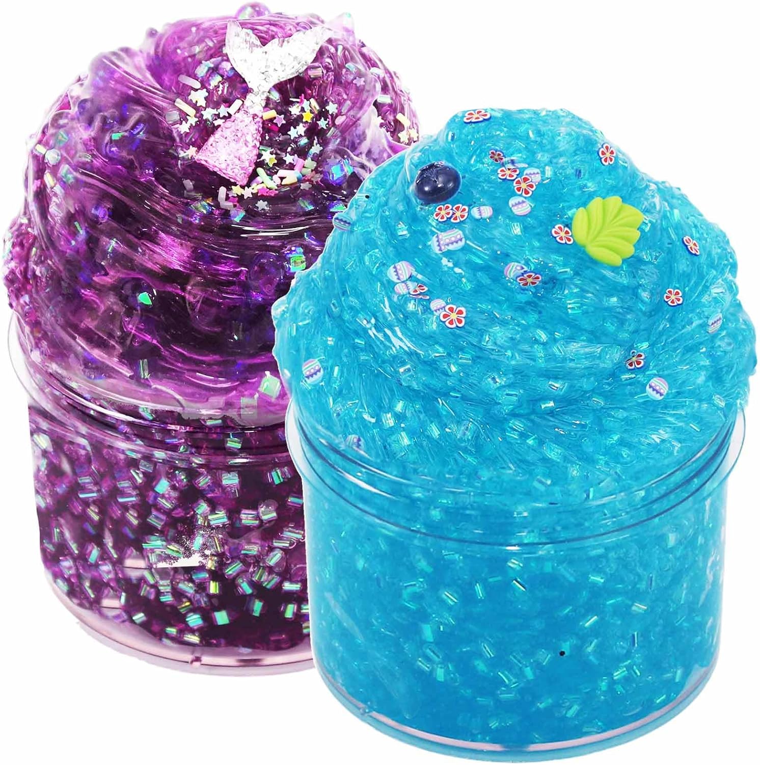 Jelly Crunchy Slime 2 Pack Soft Clear Slime with Cool