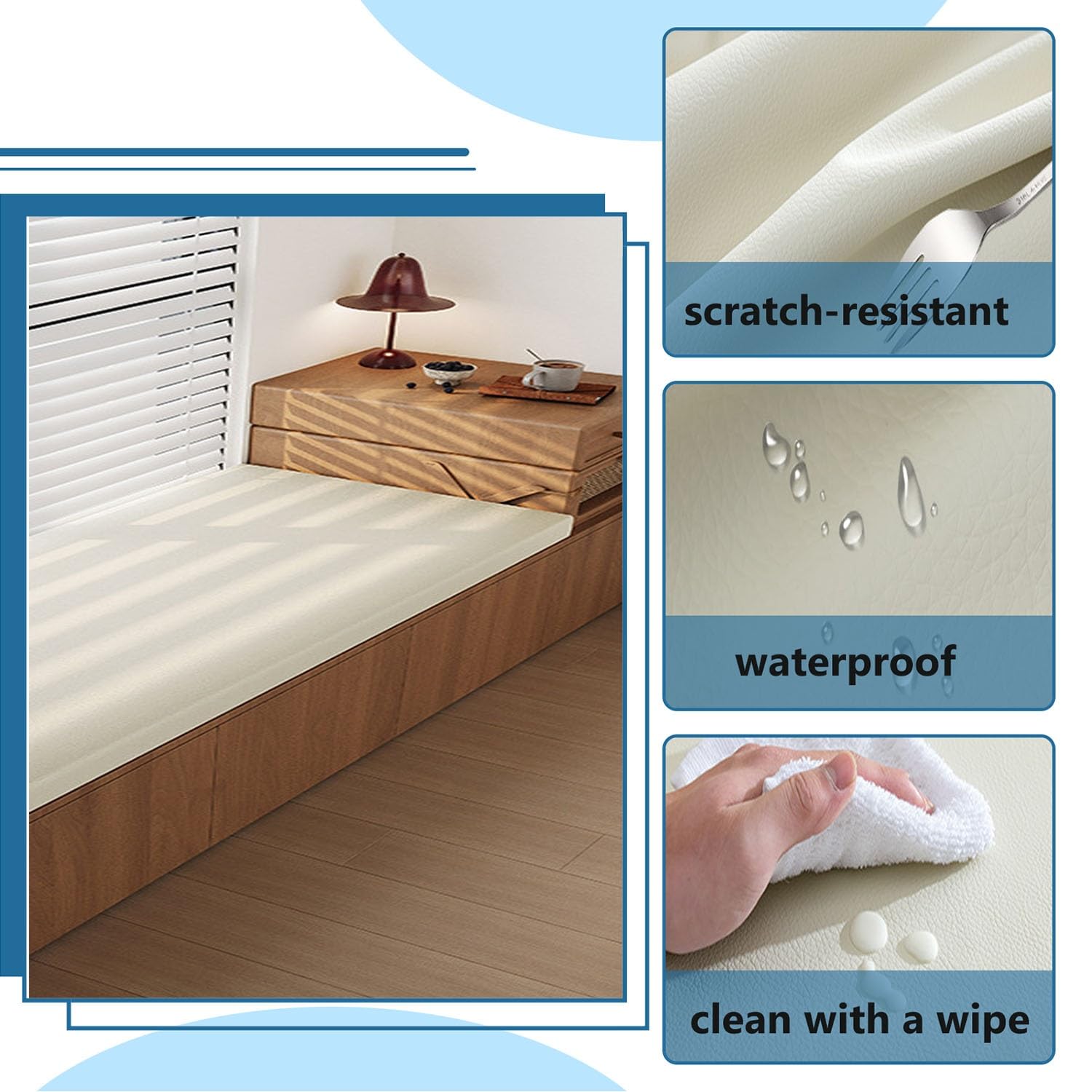 Cuscino per panca da esterno/interno, in pelle impermeabile, per mobili da 2/3 posti, memory foam ad alta densità, antiscivolo e ispessito, per scarpe, finestre, giardino (caffè chiaro, 81 x 30 x 5 cm
