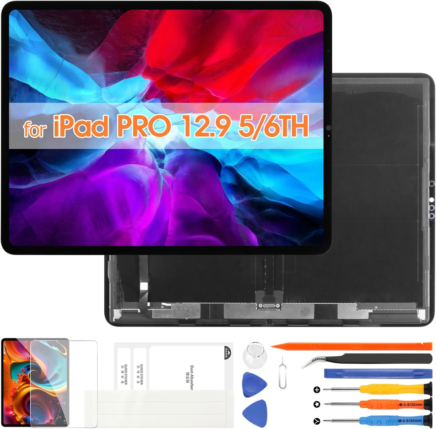 Screen Replacement for iPad Pro 12.9 5th 2021 / 6th Gen 2022 LCD Display A2379 A2436 A2437 A2461 A2764 LCD Screen Touch Screen Digitizer Assembly with Repair Tools (Black)