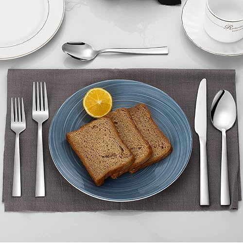 Miniatura 7 de Juego de cubiertos para 6, cubiertos de acero inoxidable de 30 piezas, utensilios de cocina de borde cuadrado, incluye cuchillos, tenedores,