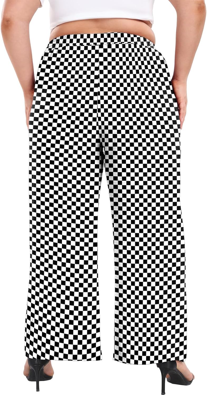 Lastshe Women's Plus Size Wide Leg Pants High Waist Loose Casual Palazzo Trousers with Pockets Spring Clothes - Image 2