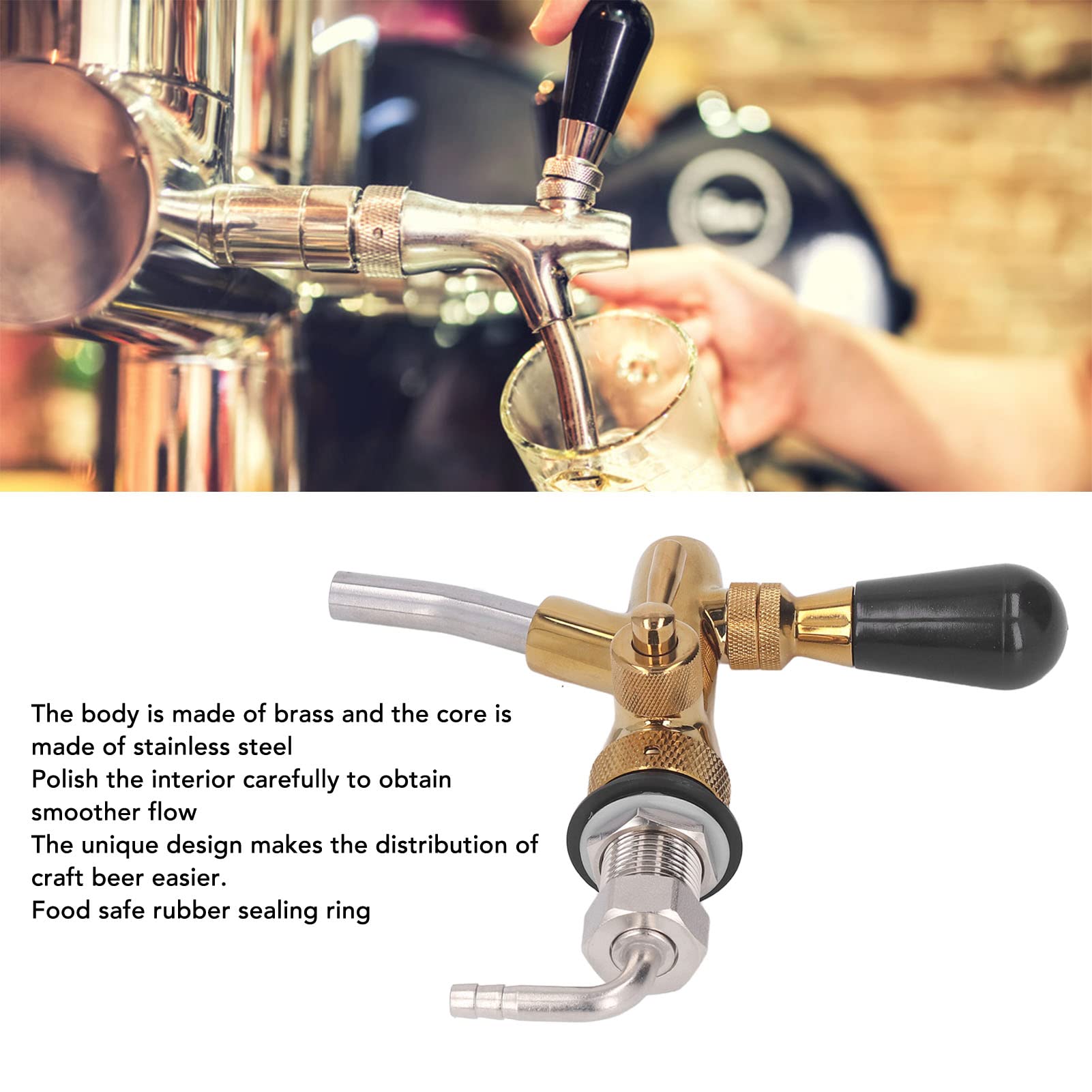 TOPINCN Grifo de Cerveza, Grifo Dispensador de Cerveza de Acero Inoxidable para Kegerator Dispensador de Cerveza Casero Grifo de Repuesto Grifo de Barril de Cerveza Grifo de Cerveza Casero