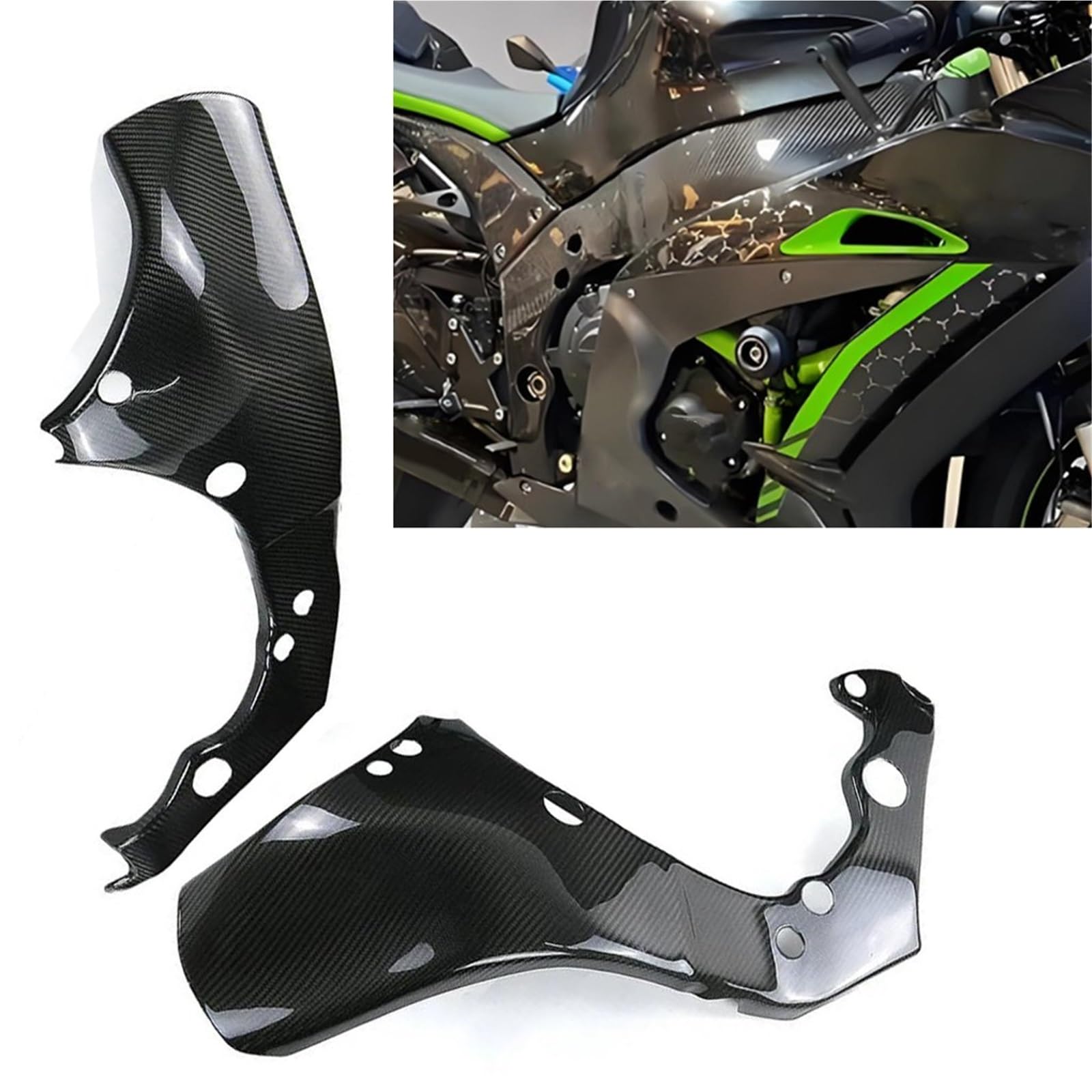 Motorradteil Für ZX10R 2016–2023 2017 2018 2019 2020 2021 2022 Motorradzubehör Carbonfaser-Rahmenabdeckungen, Seitenschutz, Verkleidungsschutz