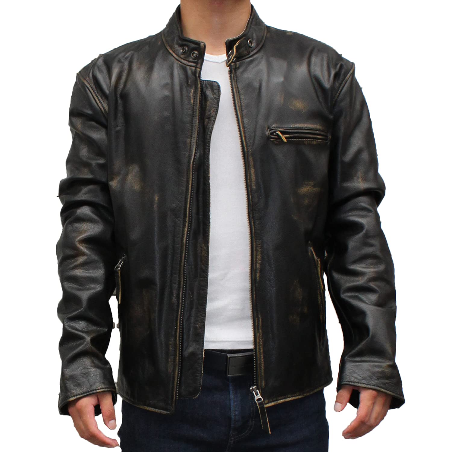 Amazon | [皮の但馬屋] シングルライダースジャケット メンズ 革ジャン