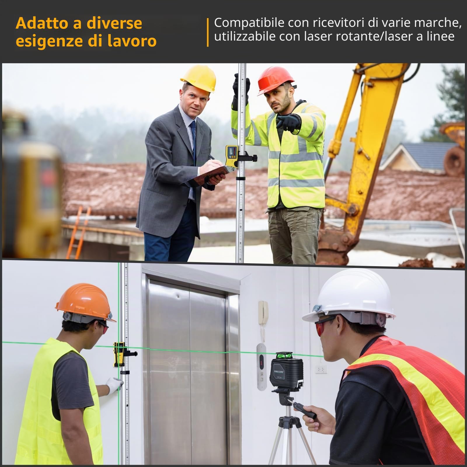 Firecore Asta di livellamento telescopica da 3 m, aste di misurazione in alluminio per laser a linee incrociate, asta di misurazione con borsa in nylon, lunghezza 3 m in 3 segmenti, divisione cm/mm)