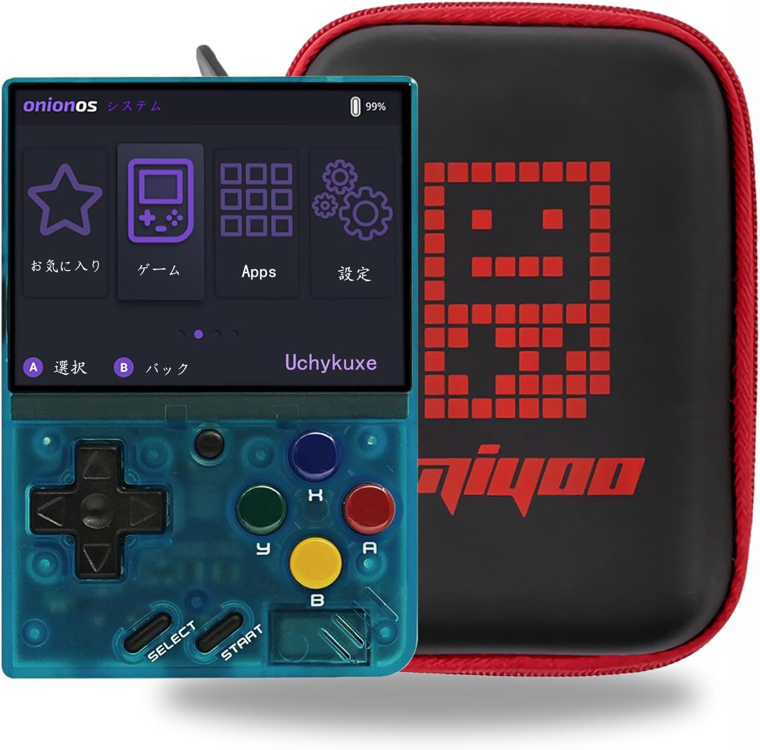 Uchykuxe Miyoo Mini V4 レトロハンドヘルドゲーム機、タマネギシステム、2.8インチOCA全密着750*560 IPSフルスクリーンOnionシステム内蔵64G TFカード、2000mAhバッテリー、日本語など多言語対応、ゲームアーカイブの機能付き (クリアブルー)