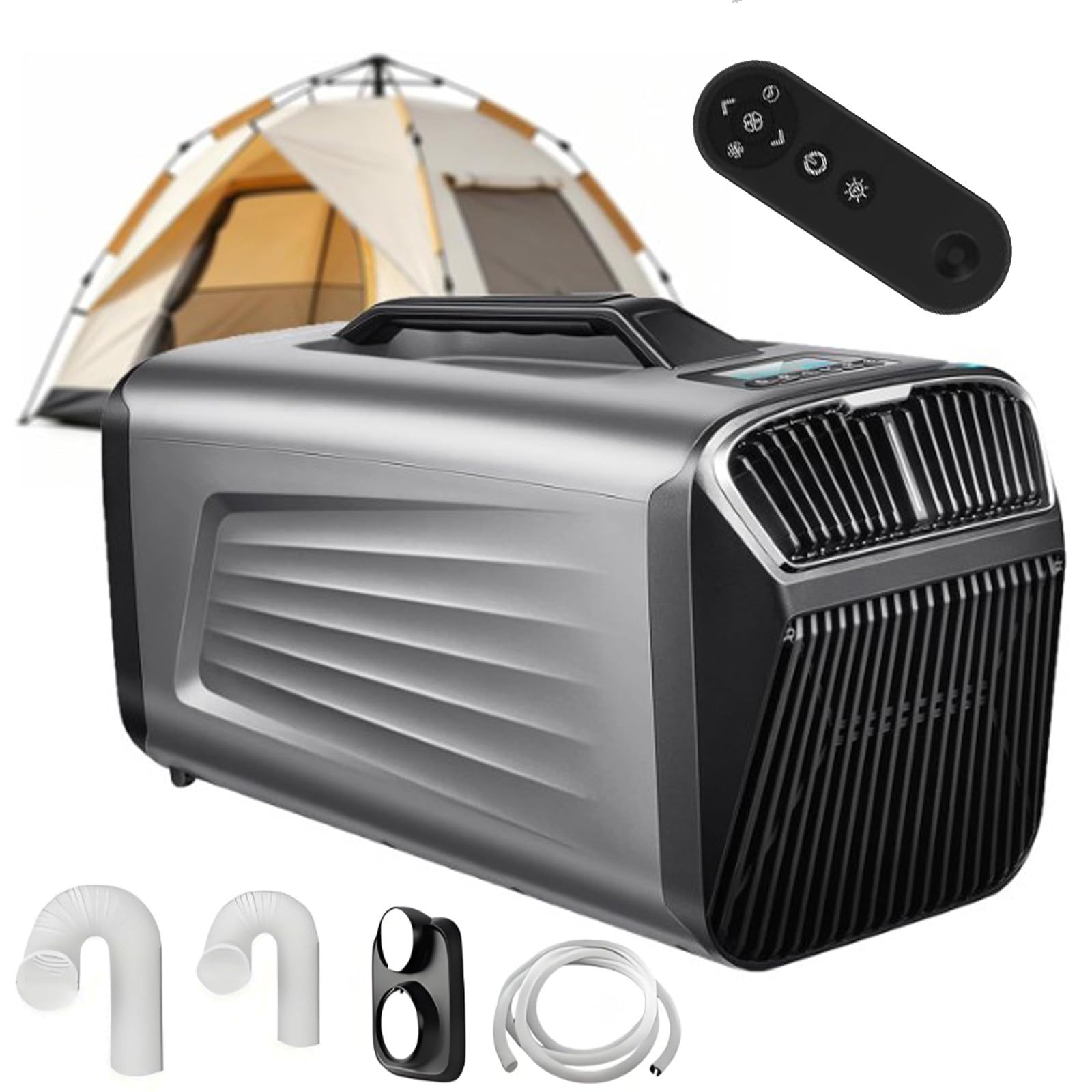 Quixnova 5200BTU Portable Mobile Tent Air Conditioner for Camping Outdoor and Indoor Use, Quiet Air Conditoning for Truck RV Cooling and Pet - Cools up to 86-107 sq ft B-24V