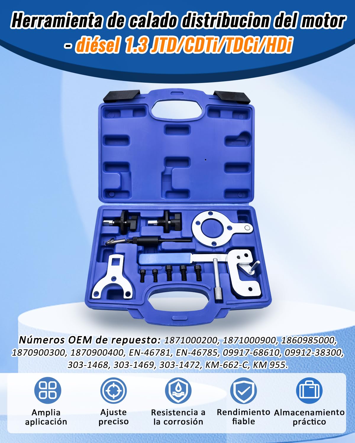 Herramienta de Calado distribucion del Motor Compatible con FIAT, Ford, Vauxhall, Opel, Suzuki, Citroën, Peugeot, Alfa Romeo, Lancia 1.3L Diésel, Kit de Bloqueo de levas 1871000200 1871000900