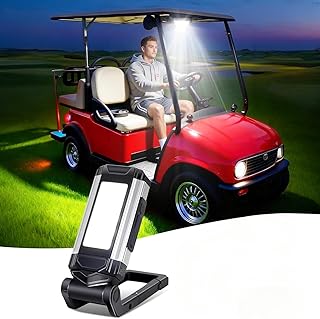 Golf Cart Lights with Magnetic Charging & 360° Rotation - LED Dome Light Accessories Featuring Hook/Carabiner, 7 Modes, Power Bank - for Camping, Hunting