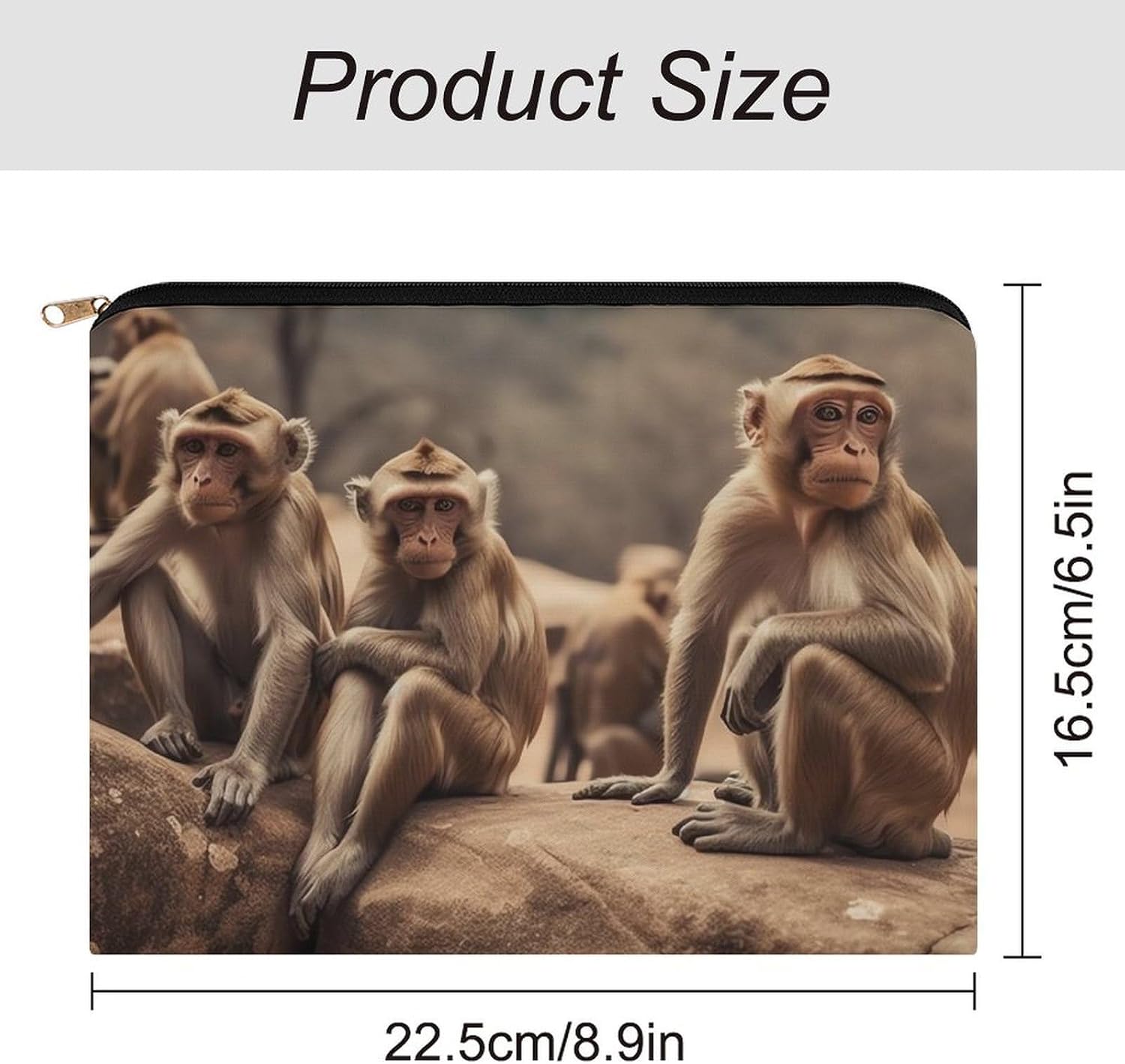 Lightweight Polyester Monkey Makeup Bag with Zipper image 2