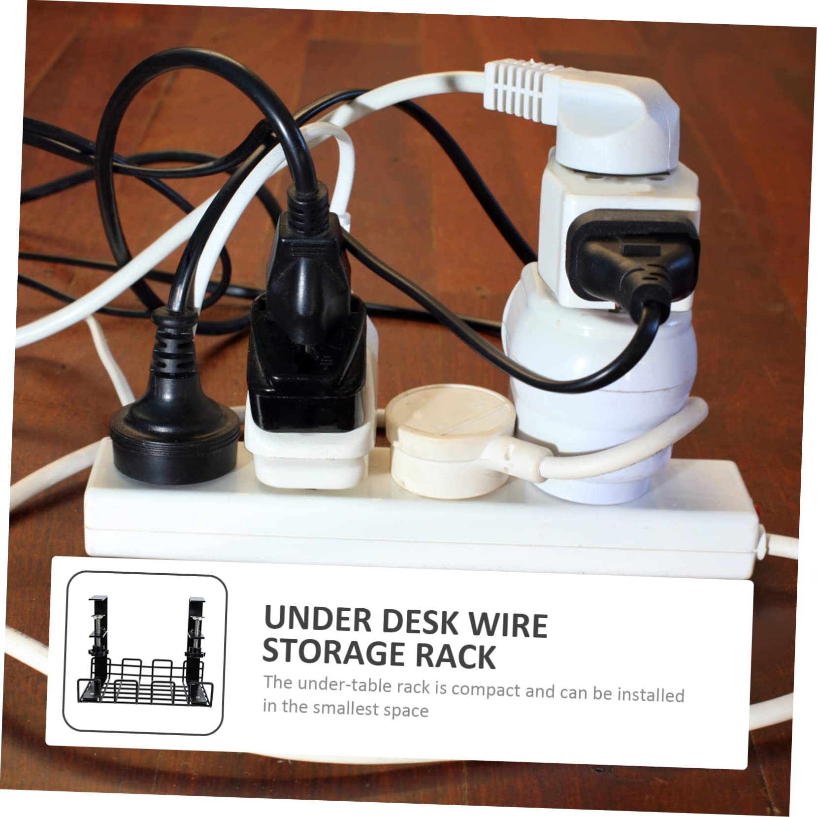 Holibanna Organizador de Cables Debajo Escritorio Soporte de Resistente para Gestión Ordenada de Cables Oficina y Hogar Compacto y Fácil Instalación
