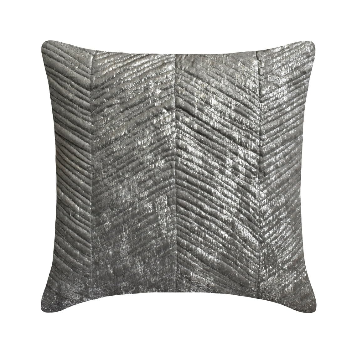 The HomeCentric Decorative Cushion Covers Silver & Grey Pack of 2, 60x60 cm (24"x24") Jacquard Chevron, Foil, Quilted Pillow Covers For Sofa, Geometric Modern Style - Shimmering Vortex — image 1