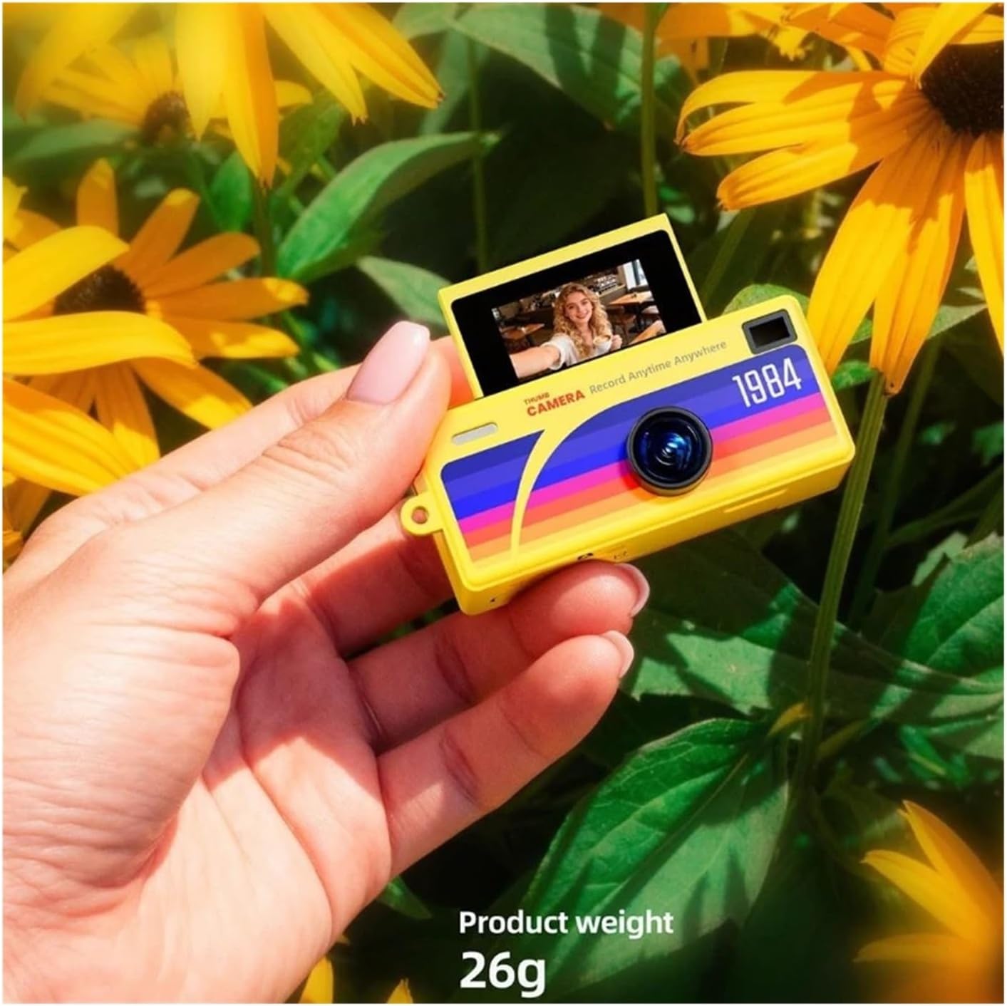 New Retro 1080P Ultra Small Keychain Mini Digital Camera with 0.96 Inch Screen & Fill Flash, Portable Video Recorder Supporting Memory Card Storage(64G Memory,White)