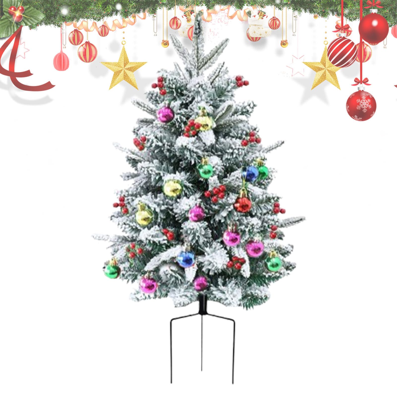 Árbol de Navidad Artificial Relleno Decorativo 75 cm | Árbol Navideño con Luces Incorporadas Para Exterior Jardín Porche Eventos Apartamentos y Decoración del Hogar