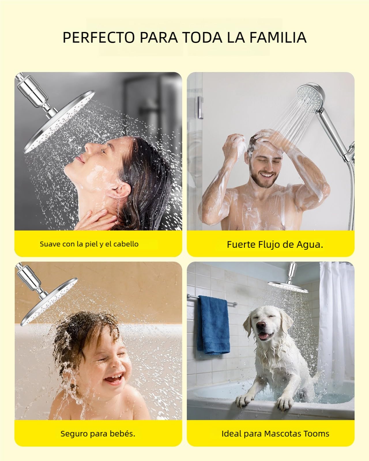 Filtro de Ducha de Alta Resistencia, Paquete de 2 Cartuchos – Elimina hasta el 99% del Cloro, Flúor, Metales Pesados e Impurezas del Agua Dura – Piel Más Saludable y Cabello Más Suave