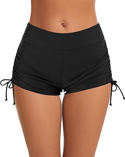 Vogueric Pantalones cortos de natación para mujer, pantalones cortos con lazo la
