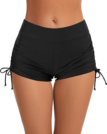 Womens Swim Shorts Swimsuit Boy Shorts Tie Side Bathing Suit Bottom Bikini Board Shorts