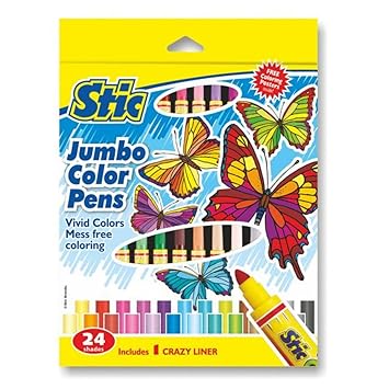 Stic Colorstix 24 Shades Colour Sketch Pens Set for Kids Art Kit Stationery Markers Items School Office Colouring Gift Pack Artists Sketching Drawing Materials Craft Supplies Toy Return Marker Sketchpens Hobby Pencil Color Jumbo