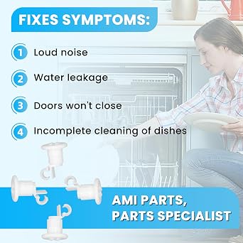 WD12X10327 Rack Roller and stud assembly Kit Fit for May-tag Ken-more G-E Dishwasher Replacement Parts by AMI PARTS, Replaces AP4980629 PS3486910 1811003(4 Pack)