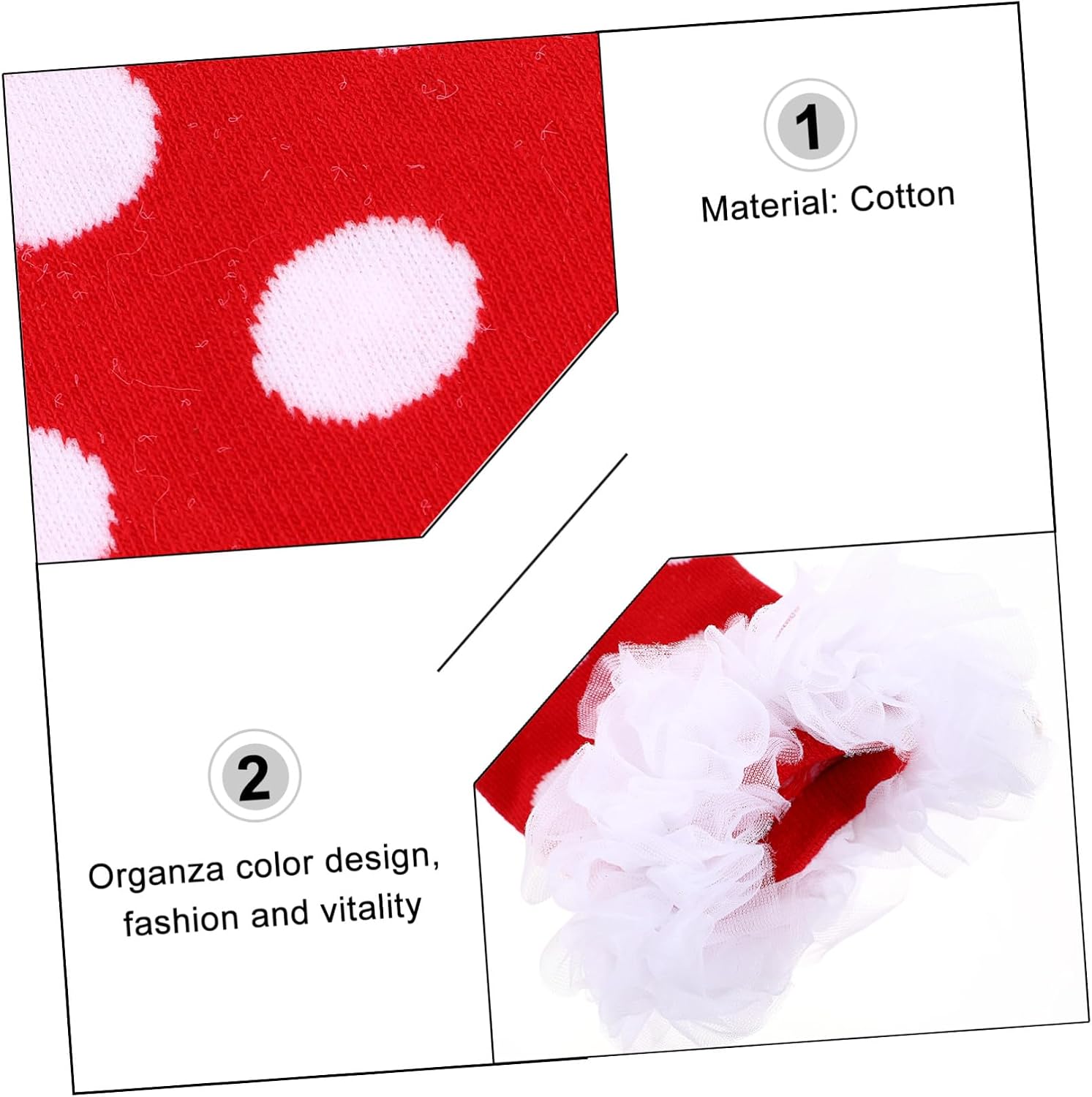 Cotton Leg Warmers and Winter Warm Leg Cuff for Babies, Red Polka Dot and White Lace Design, Soft Cotton Material, Christmas Socks Cover for, 1 Pair