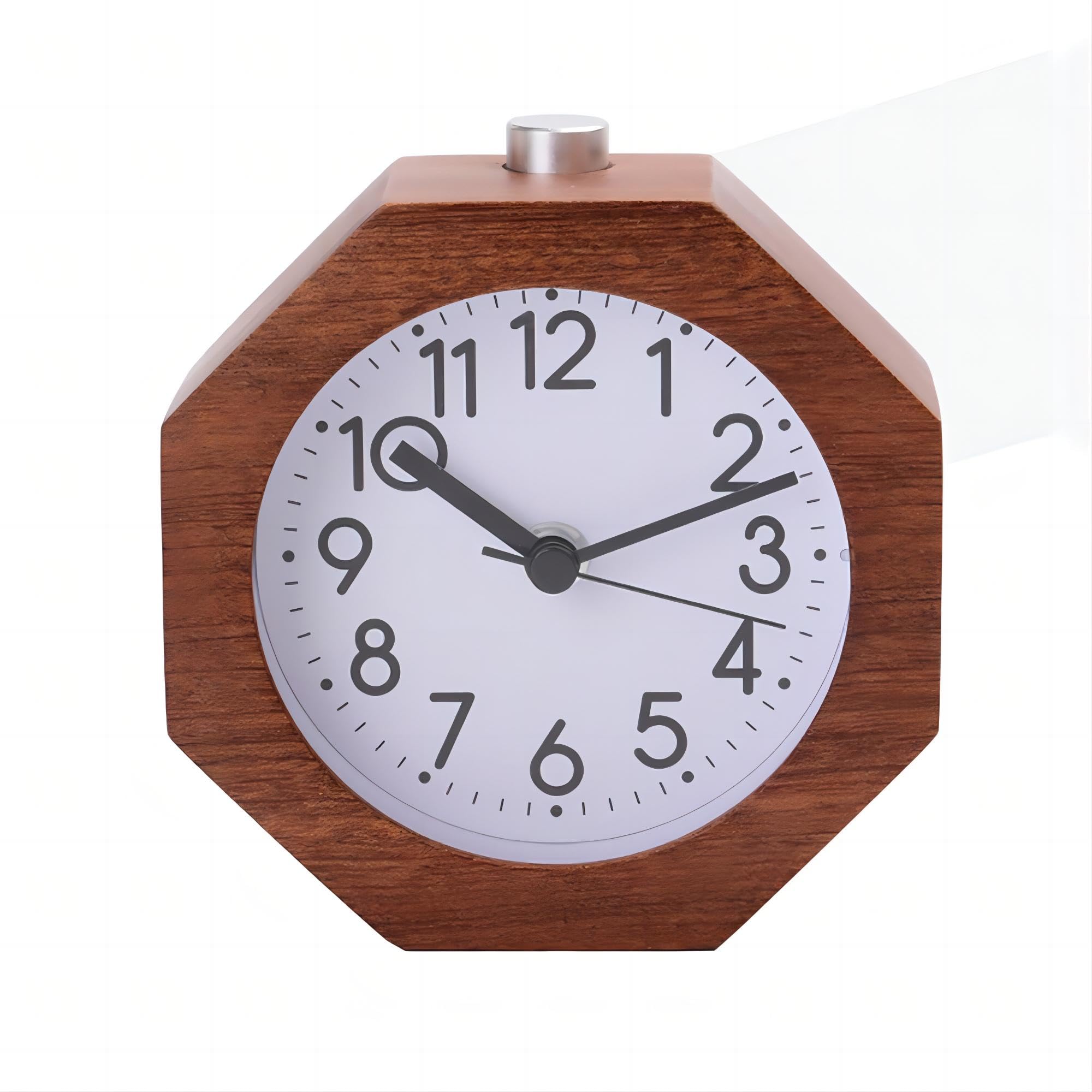 Lancoon Wood Analog Alarm Clock, 3 Inches Non-Ticking Quiet Silent with Arabic Numerals Wake Up Backlight Snooze Function Battery Operated for Bedroom