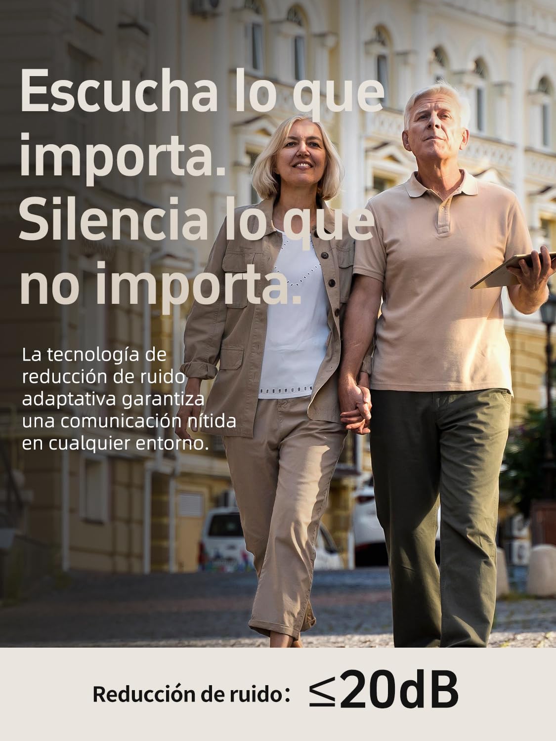 Dispositivo de audio recargable con cancelación de ruido, volumen ajustable, chip inteligente y estación de carga, discreto en el oído,Amplificadores de sonido para personas mayores (2, Beige)