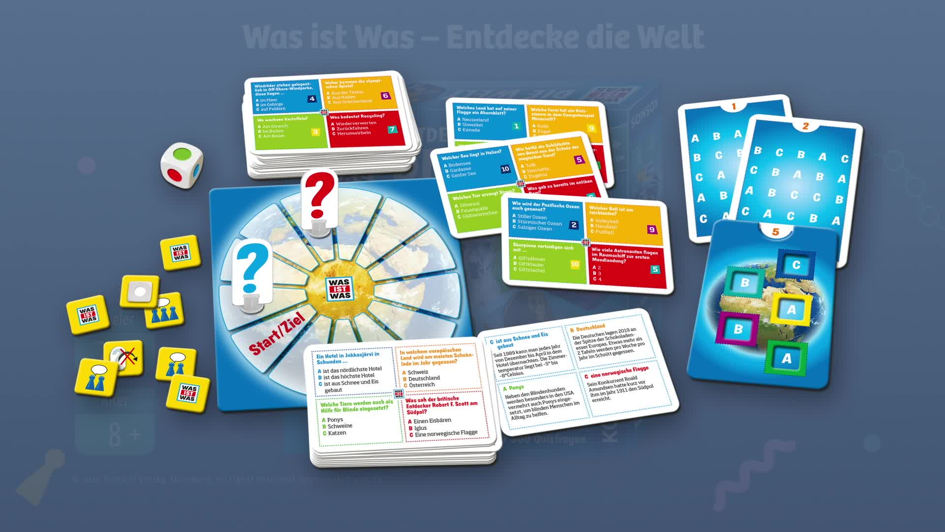 Quiz-Spiel „Le Cosmos“ – Familien-Quiz Brettspiel Für Kinder & Erwachsene, 54 Karten Mit 162 Fragen Ab 6 Jahren
