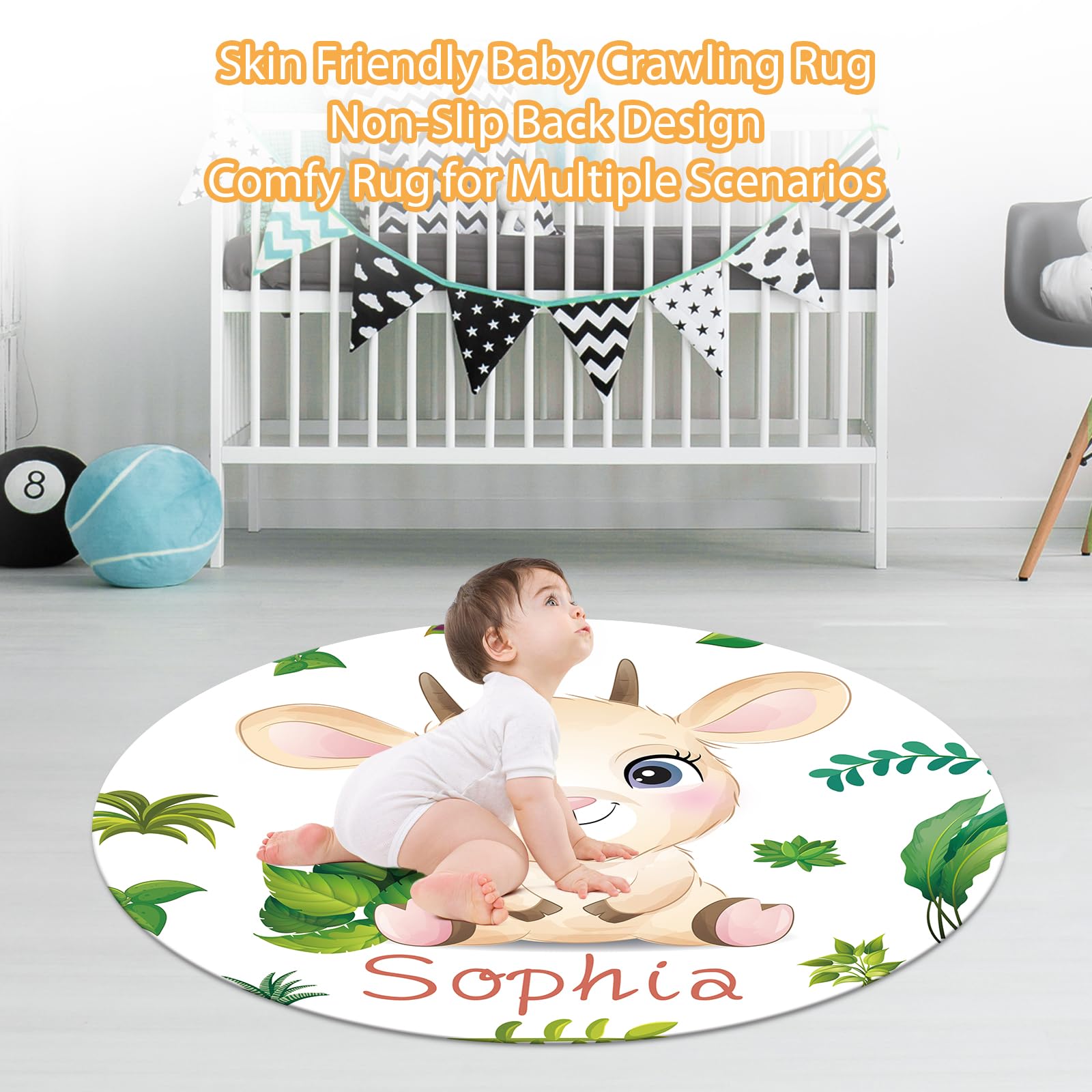 Individuelles Baby-Bettwäsche-Set – 5-teiliges Kinderzimmer-Bettwäsche-Set mit Waldtier-Design, personalisierte Namensdecke mit gepunkteter Rückseite, Kinderbettlaken, Wickelunterlage, Kissenbezug,