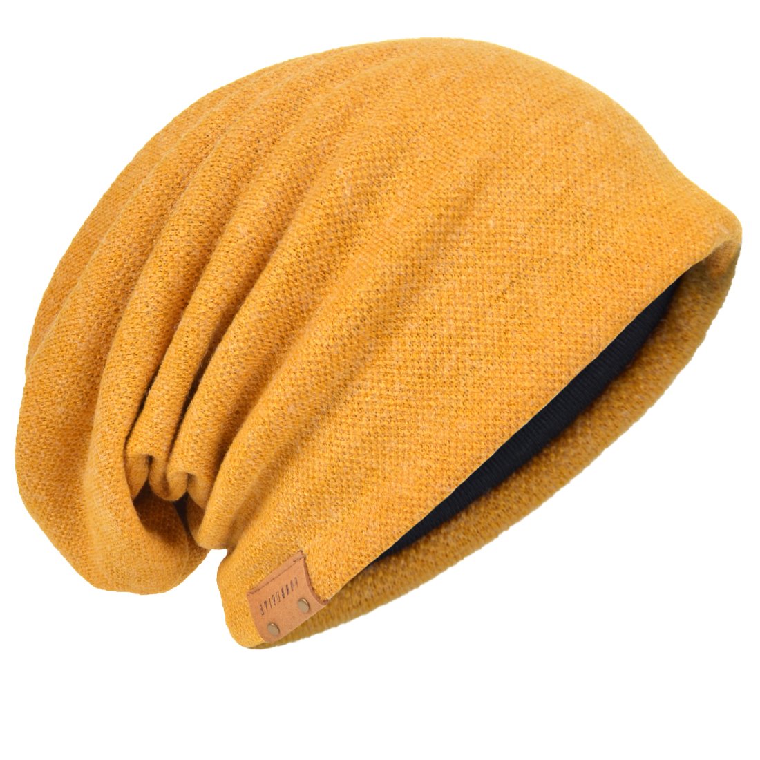 Hisshe Men's Solid-Ginger Oversized Knit Beanie Hat Baggy Slouchy Double-Layer Skull Cap B011s (Solid-Ginger)