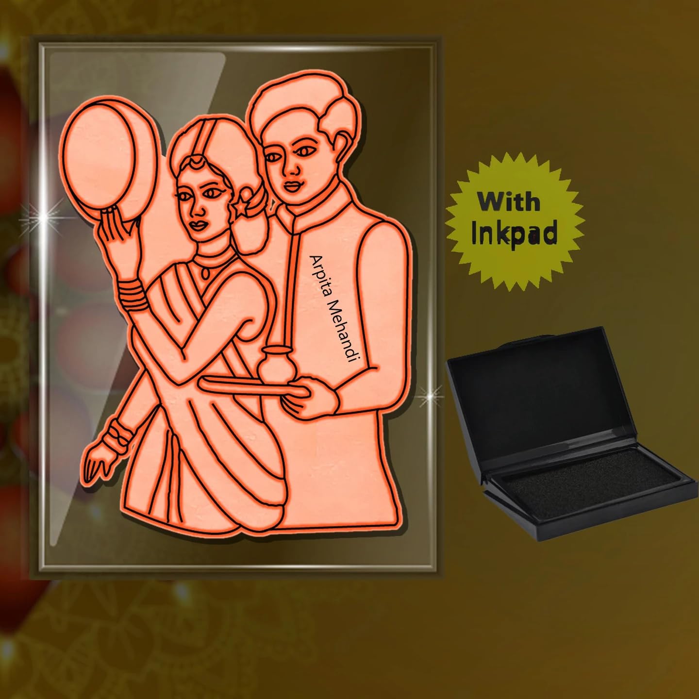(Arpita Mehandi) Husband Wife's Beautiful Festival Karwa Chauth Mehandi Design Helper Mehandi Tool with Spacial Inkpad-picture-29