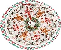 Vista 12 de Falda de árbol de Navidad, adornos rojos para árbol de Navidad de felpa suave blanca con patrón nevado para decoraciones de fiesta de vacaciones, 36